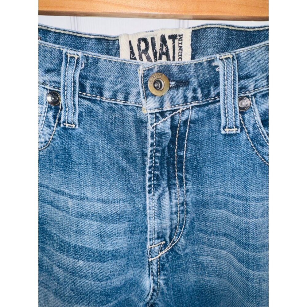 Ariat M4 Low Rise Straight Leg Fit Denim Distressed Jeans 35x36 Western Cowboy - Picture 11 of 11